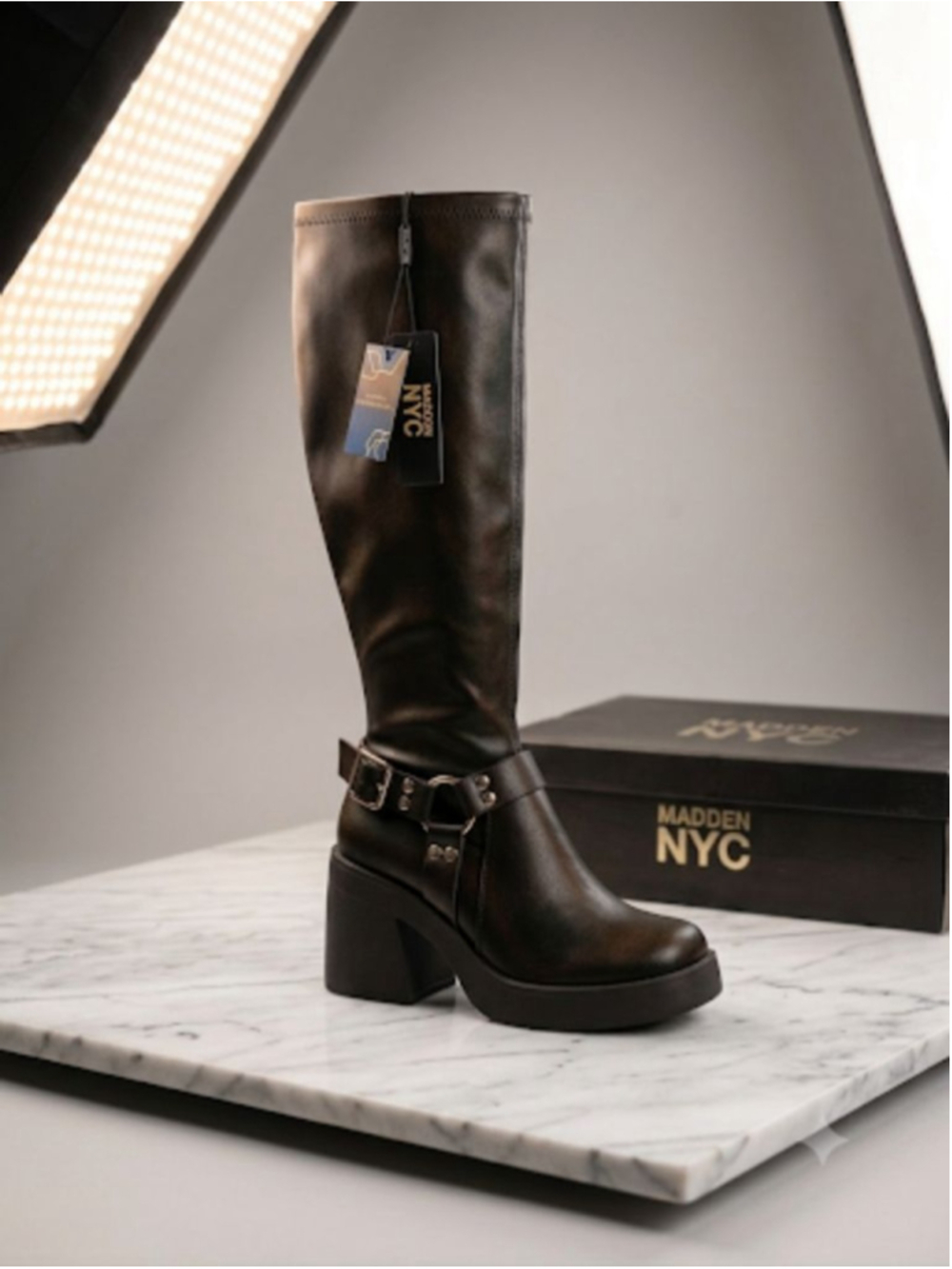 Women's Madden NYC Black Heeled Boots Size 8